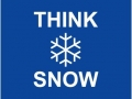 Think Snow, text and snowflake on blue background.